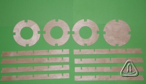 Díly lože 1 – tři vodící a středící prstence a horní – tlačná deska